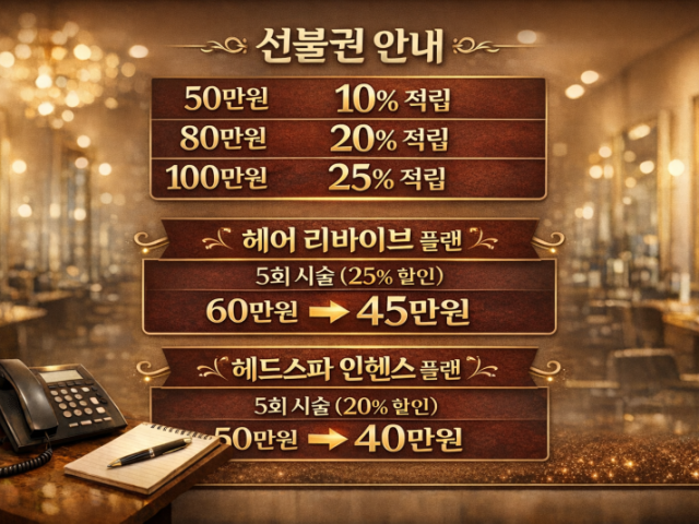 살롱드바이퍼스트 성신여대본점 선불권 안내