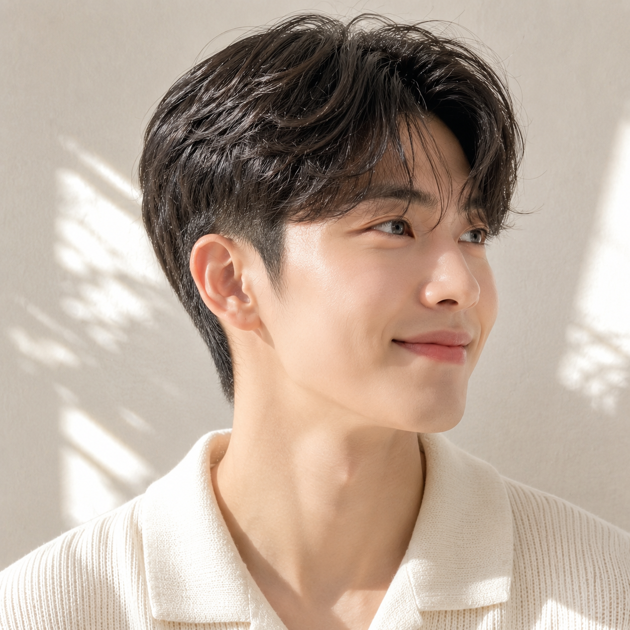 소프트 투블럭 컷 + 가르마 펌