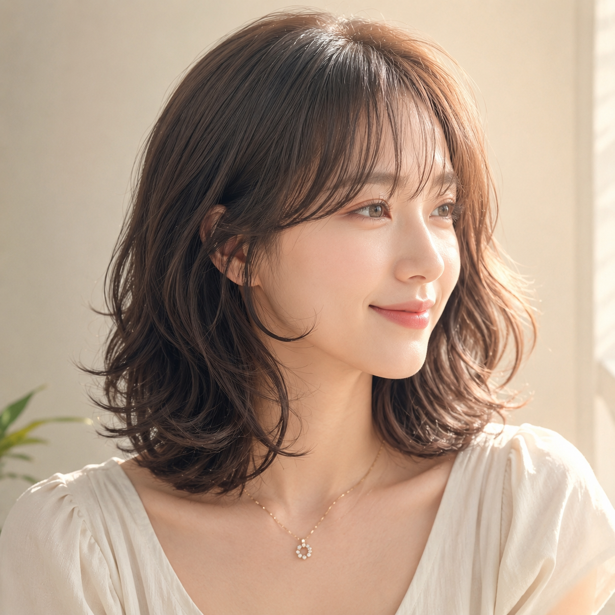 중단발 레이어드 컷 + 빌드 펌