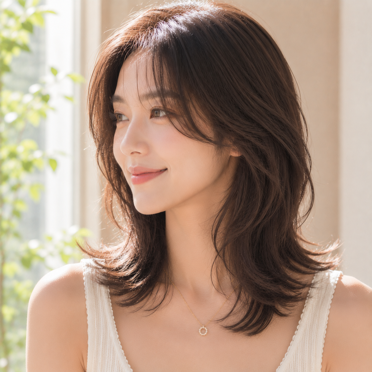 롱 레이어드 컷 + 허그 펌