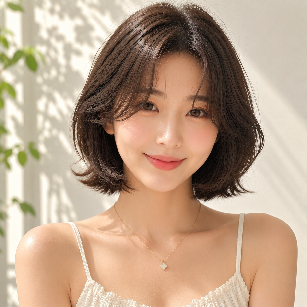 리프 컷 + 볼륨 펌