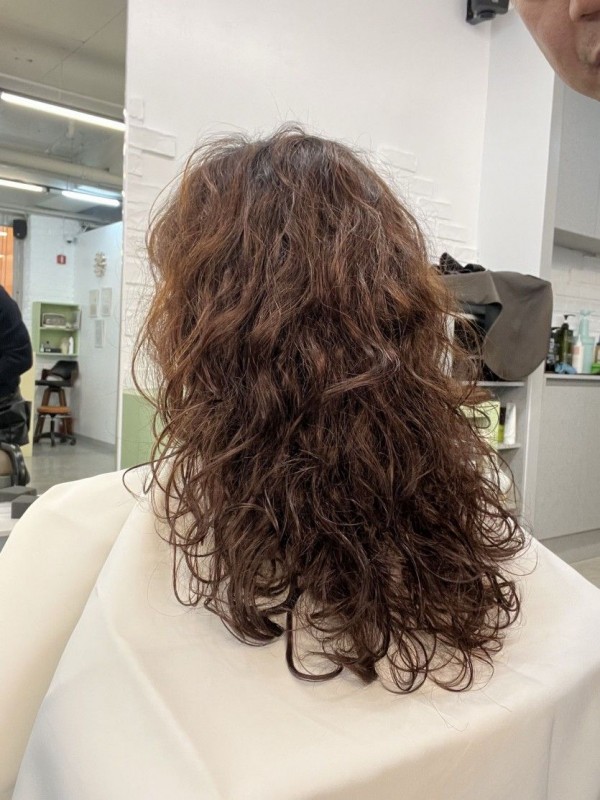 청주 복대동 미용실 히피 웨이브펌 시술중 뒷모습