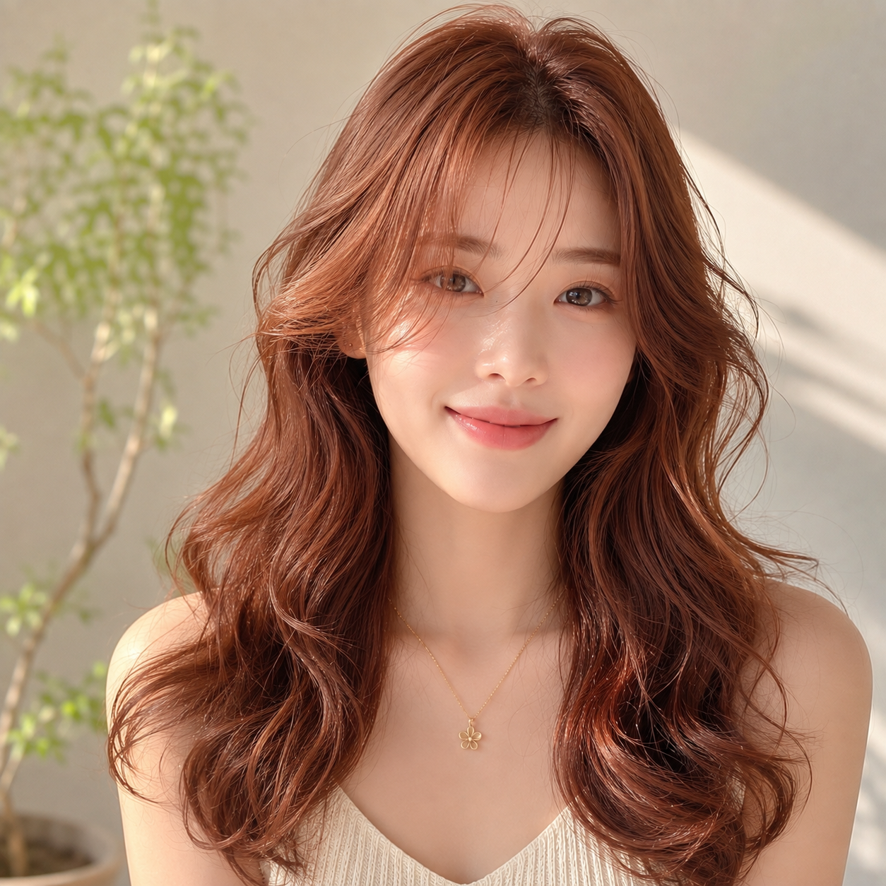 여자 긴머리 엘리자벳펌 오렌지 브라운 염색 반포 미용실 아이디헤어 반포원베일리점에서