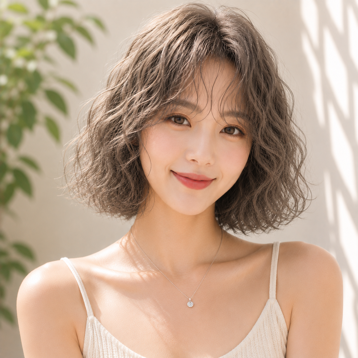 여자 단발 히피펌 애쉬 베이지 염색 반포 미용실 아이디헤어 반포원베일리점에서