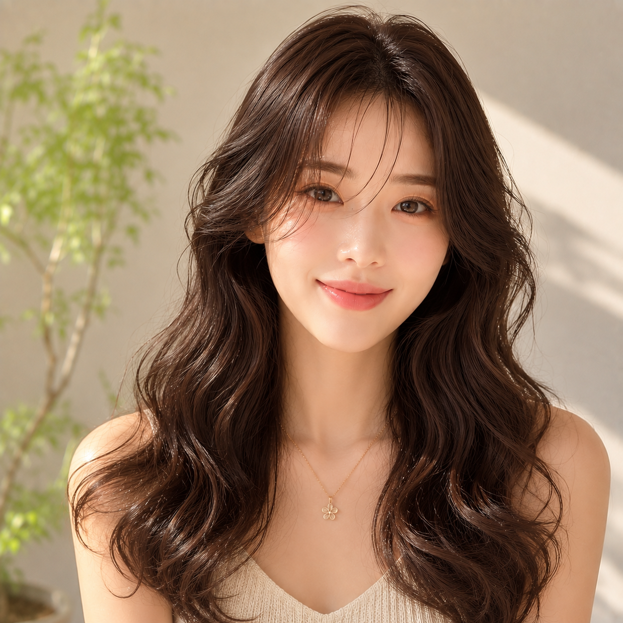 여자 긴머리 엘리자벳펌 초코 브라운 염색 반포 미용실 아이디헤어 반포원베일리점에서