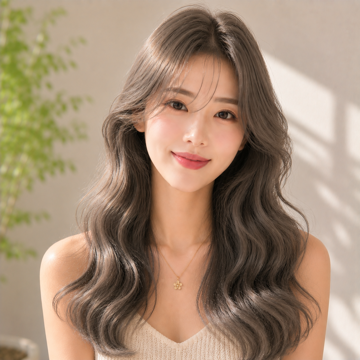 여자 긴머리 엘리자벳펌 애쉬 베이지 염색 반포 미용실 아이디헤어 반포원베일리점에서