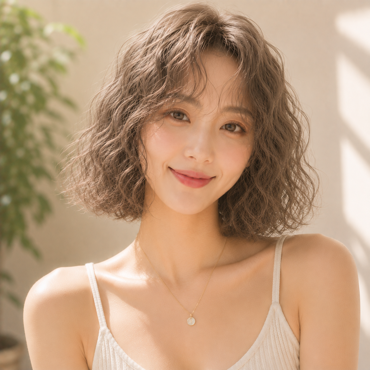 여자 단발 히피펌 애쉬 브라운 염색 반포 미용실 아이디헤어 반포원베일리점에서