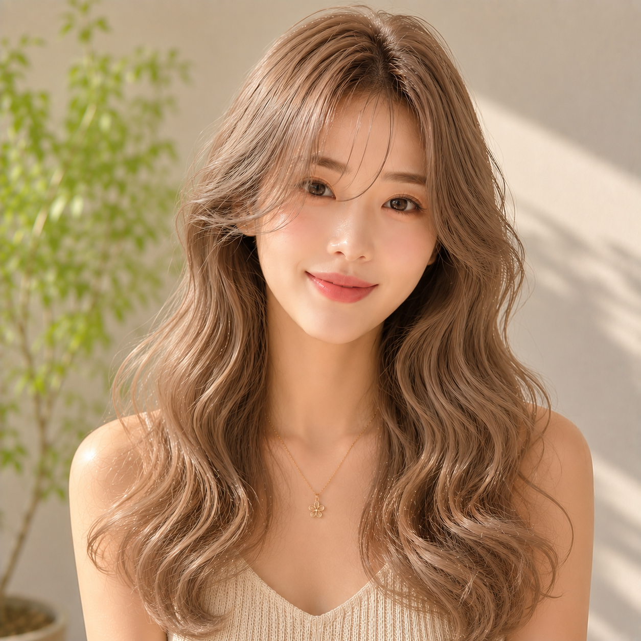 여자 긴머리 엘리자벳펌 밀크티 베이지 염색 반포 미용실 아이디헤어 반포원베일리점에서