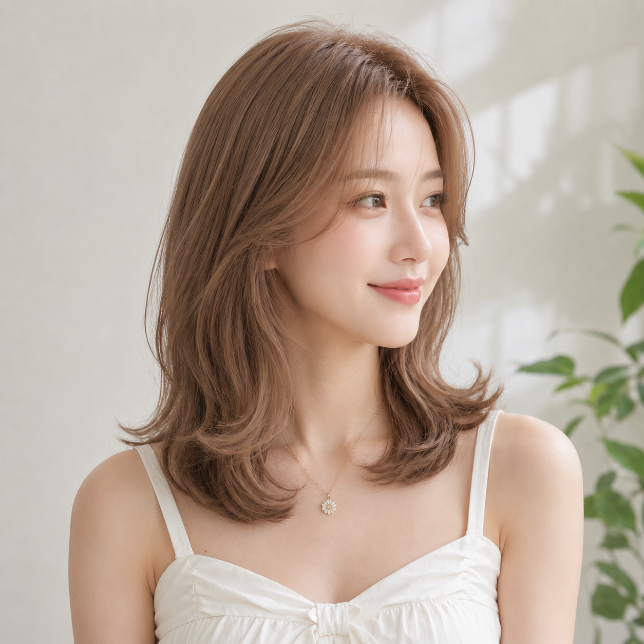 여자 중단발 빌드펌 밀크티 베이지 염색 성신여대 미용실 한스헤어에서