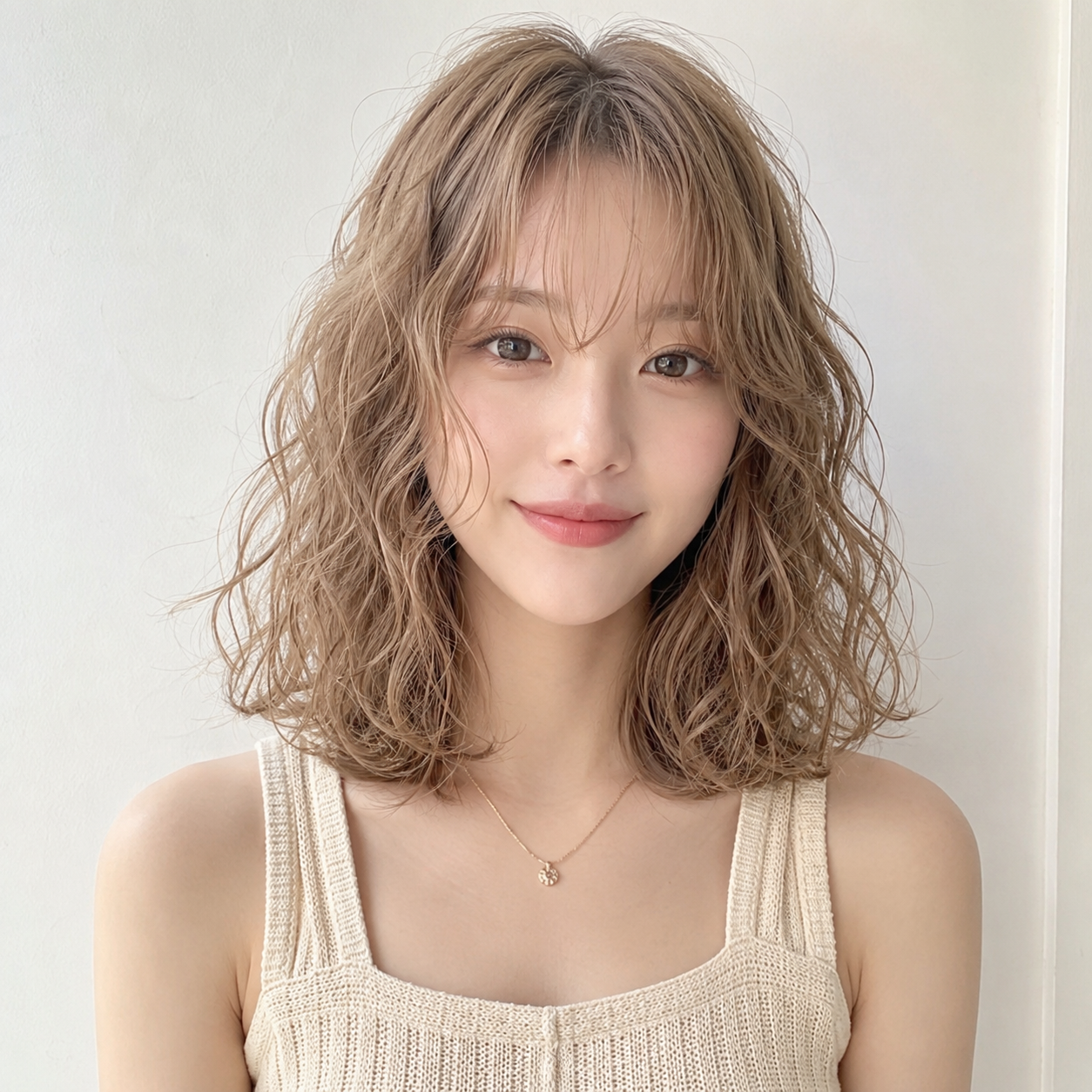 여자 중단발 히피펌 밀크티 베이지 염색 성신여대 미용실 한스헤어에서