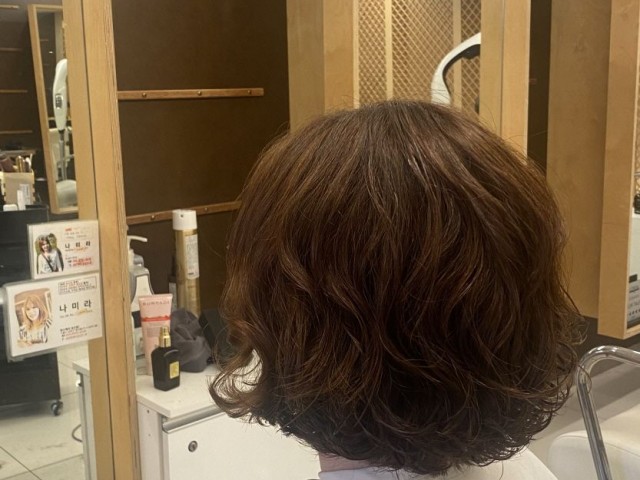 성신여대 미용실 단발커트 후 볼륨셋팅펌
