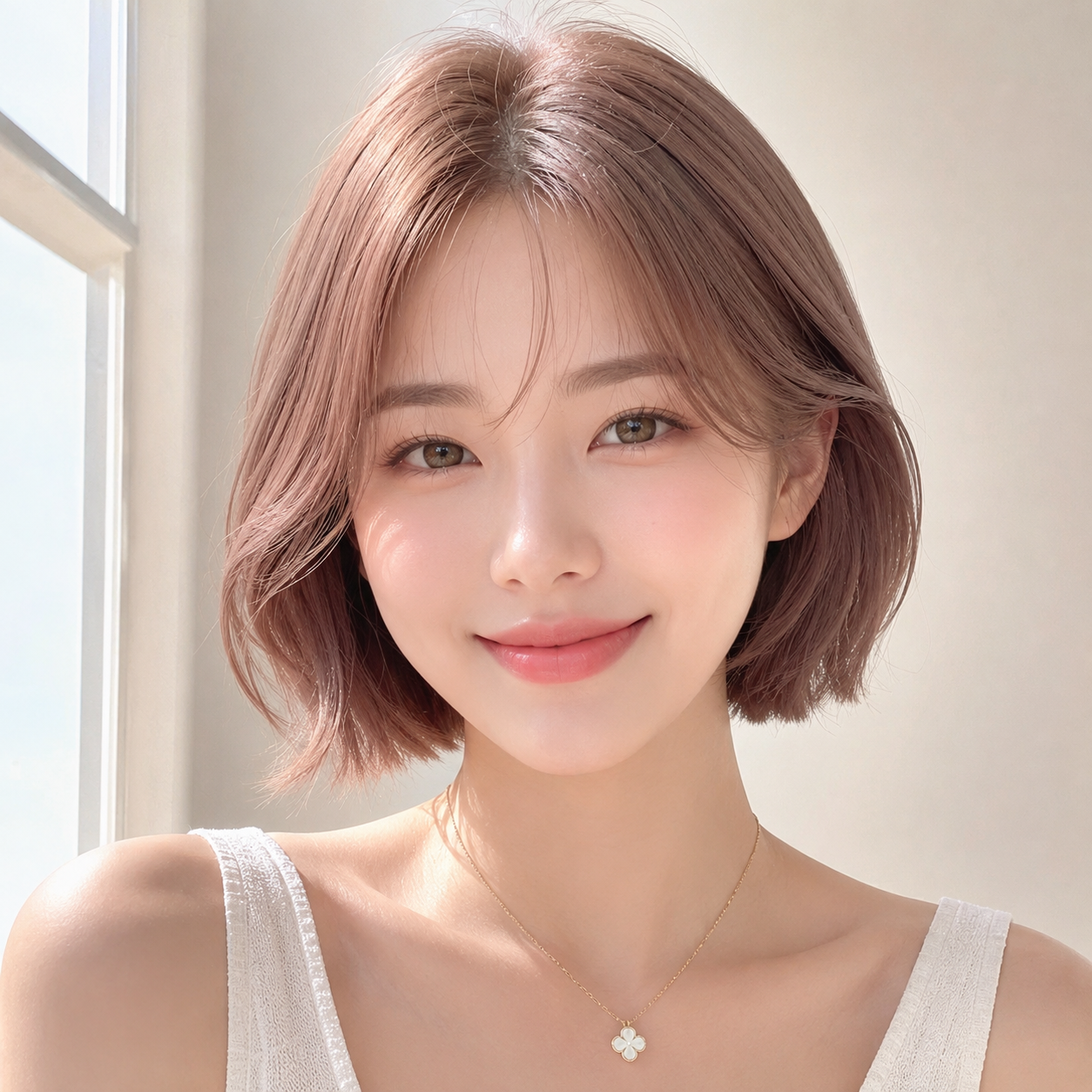 단발 소프트 보브컷 로즈 베이지 염색 성신여대 미용실 살롱드바이퍼스트에서