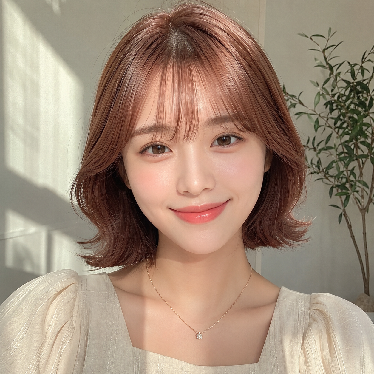 단발 위켄드 보브컷 로즈 브라운 염색 성신여대 미용실 살롱드바이퍼스트에서