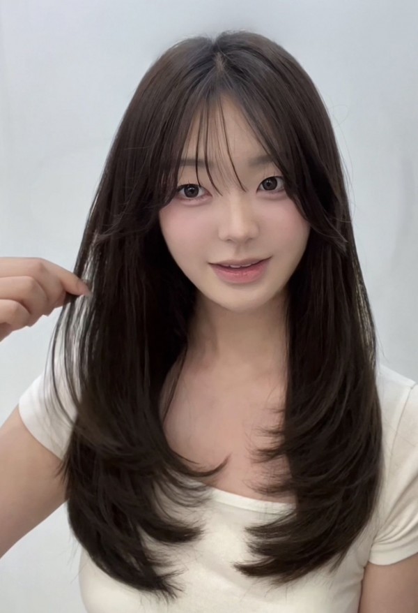 성신여대 미용실 뿌리볼륨 레이어드 C컬펌 시술후 앞모습