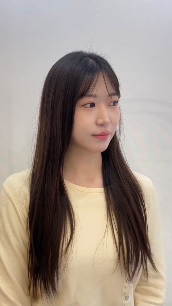 성신여대 미용실 긴머리 젤리펌 굵은히피펌 시술후 측면 모습
