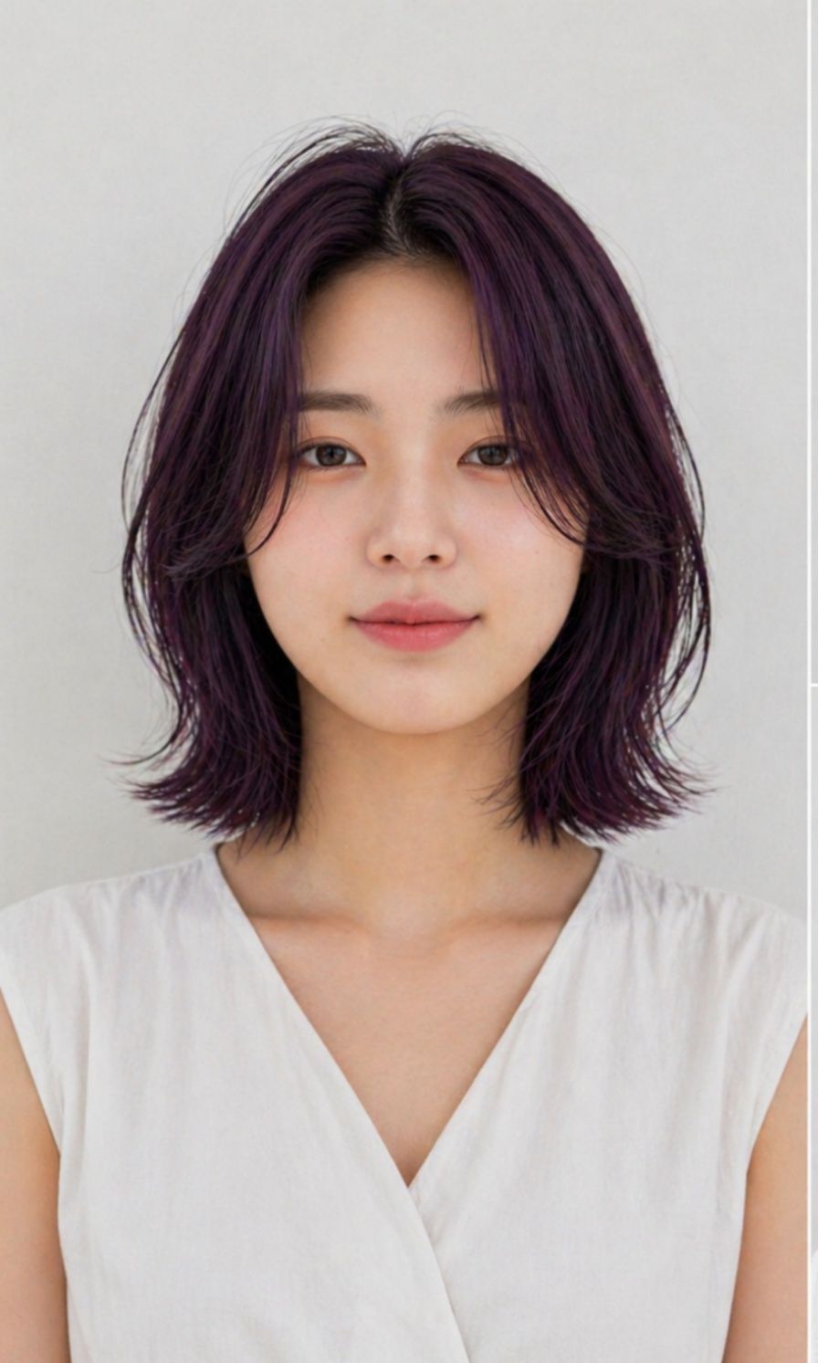 단발레이어 컷 퍼플투톤 보라색