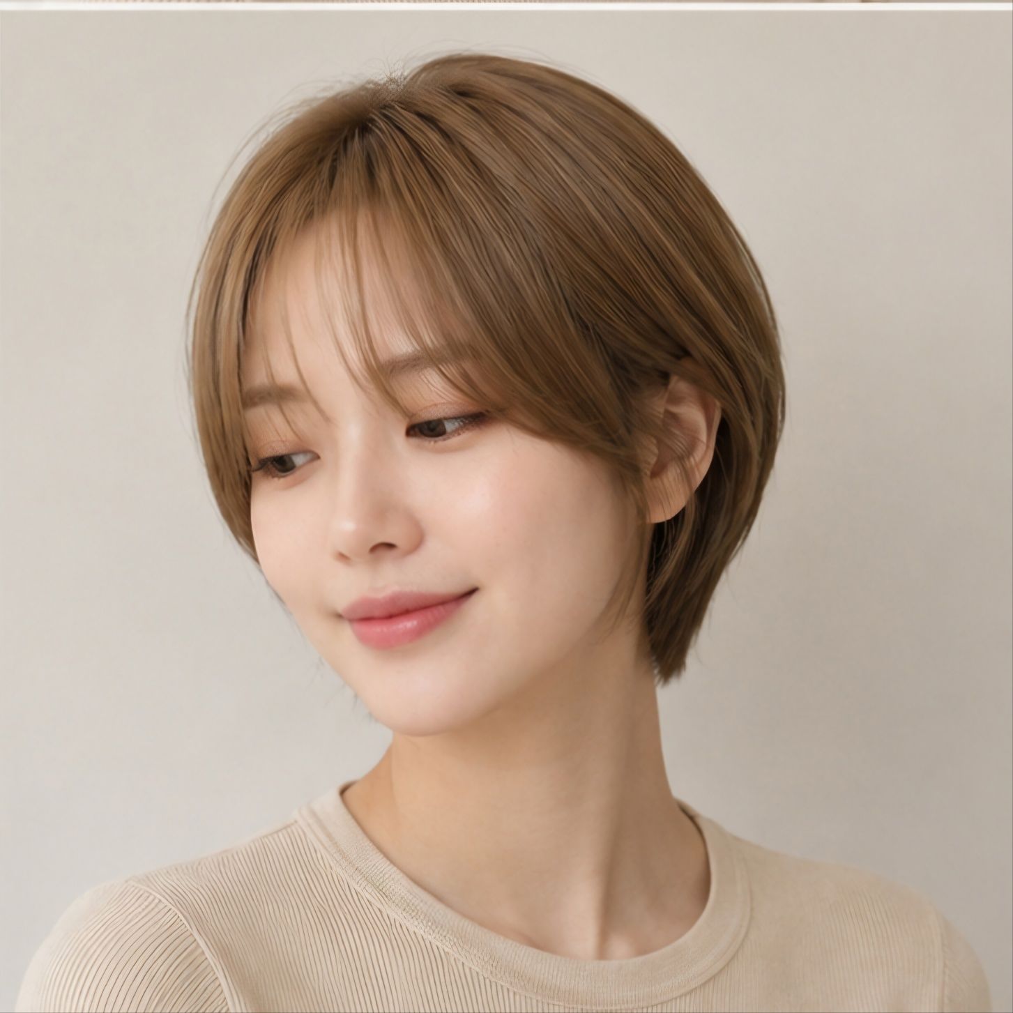 짧은머리 숏것 밀크 브론디 염색 성북구 미용실 마타헤어에서