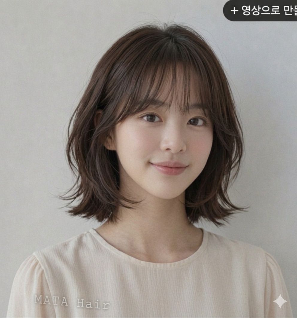 단발레이어컷  c컬펌