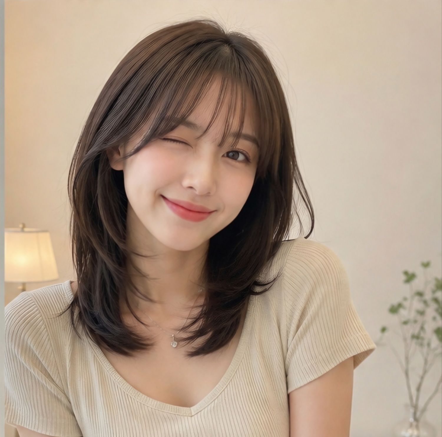 중간 단발머리 레이어컷 c컬펌 성신여대 미용실 마타헤어에서