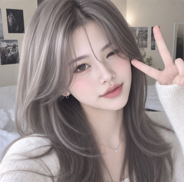 긴머리 하이레이어컷 에쉬그레이 탈색머리 성신여대 미용실 마타헤어에서