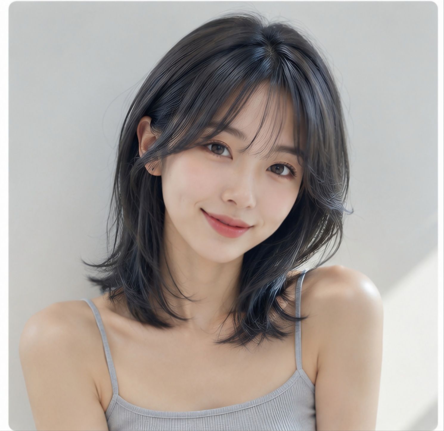 중단발 하이레이어 에쉬블루염색 성신여대 미용실 마타헤어에서