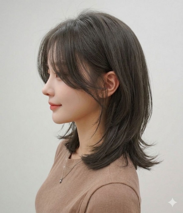 중단발 레이어컷 매트브라운2