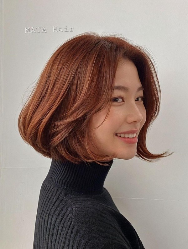 성신여대 미용실 단발 CS 믹스펌 오렌지 브라운