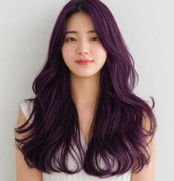 성신여대 미용실 긴머리 퍼플염색 러블리펌1