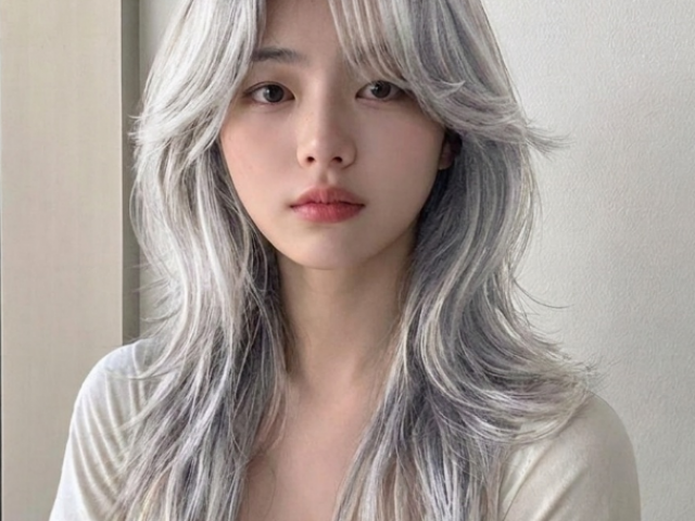 고잉 그레이 흰머리 염색 긴머리 허쉬컷 발레아쥬