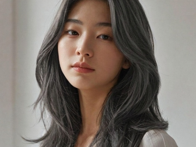 긴머리 cs컬 에쉬 그레이염색