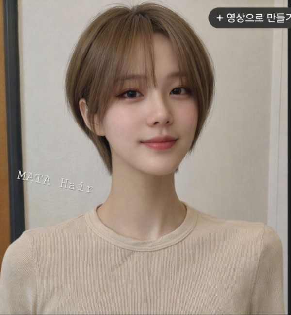 숏컷 브론드 염색1