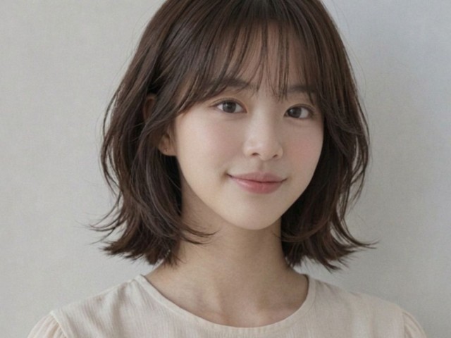 단발레이어컷  c컬펌