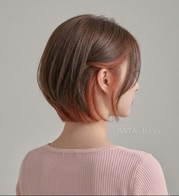 단발 보브컷 투톤 시크릿 염색2