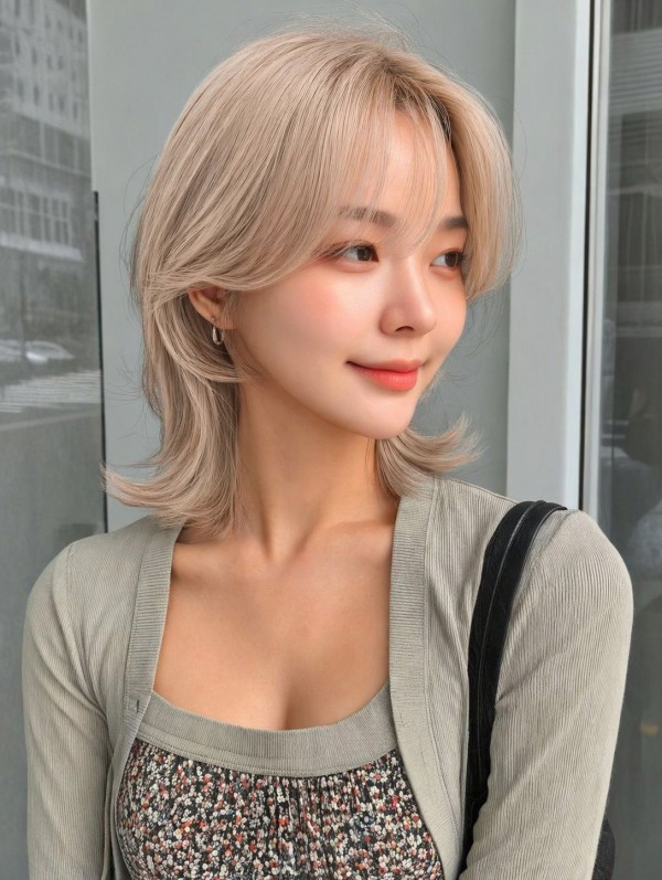 탈색 단발레이어 컷 볼륨매직1