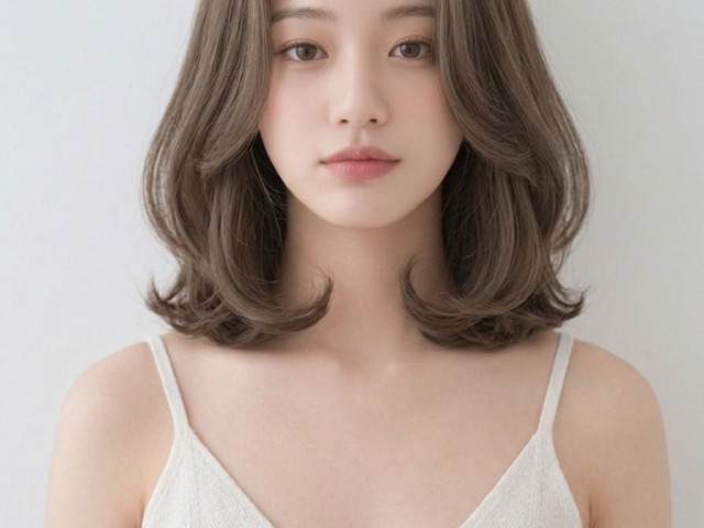 단발 c컬펌 에쉬브라운