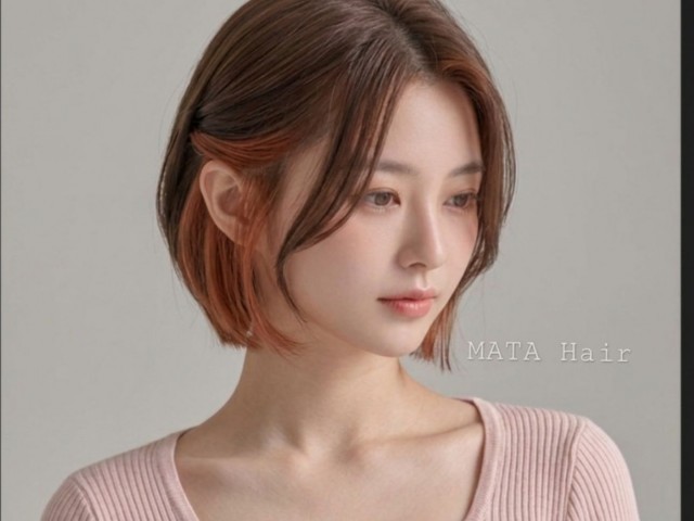 단발 보브컷 투톤 시크릿 염색