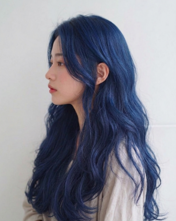 성신여대 미용실 긴머리 블루염색 레이어드컷 구름펌2