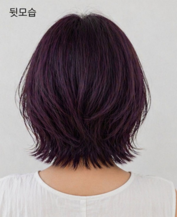 단발레이어 컷 퍼플투톤 보라색3