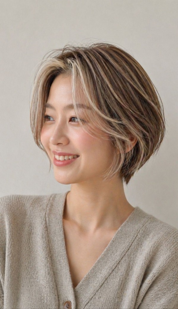 숏컷 투톤 브릿치 시크릿 염색1