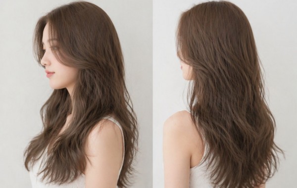 긴머리 매트 브라운 염색  빌드펌3