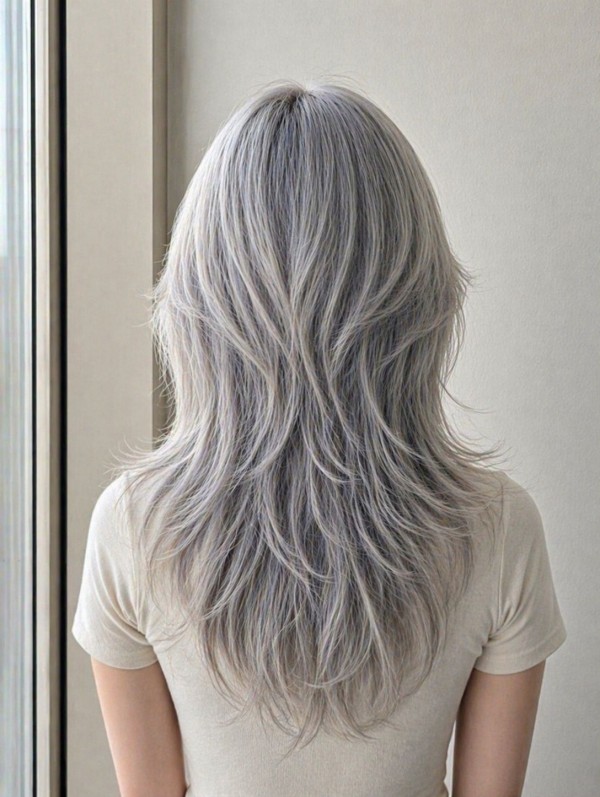 고잉 그레이 흰머리 염색 긴머리 허쉬컷 발레아쥬3