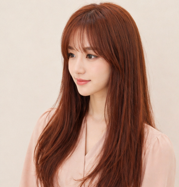 레드브라운 염색  레이어드컷 여신머리 완성