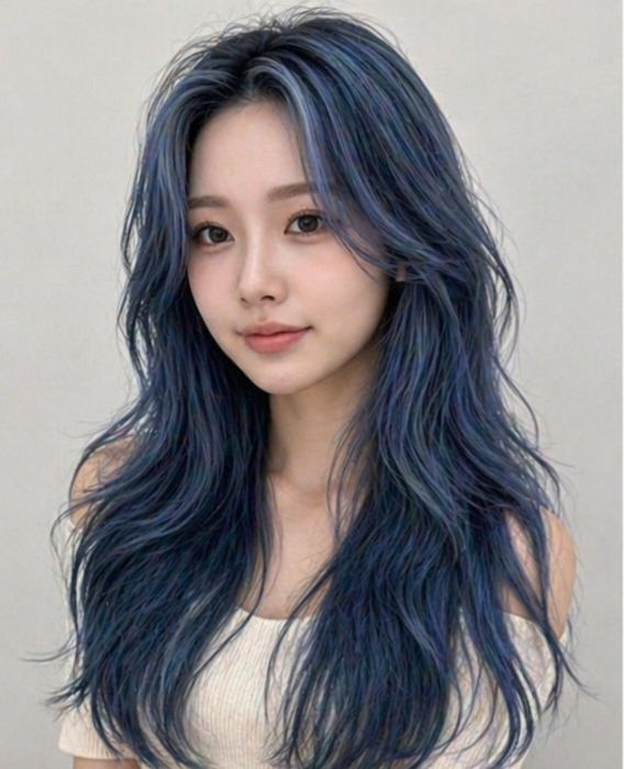 탈색머리스타일  애쉬블루 발레아쥬2