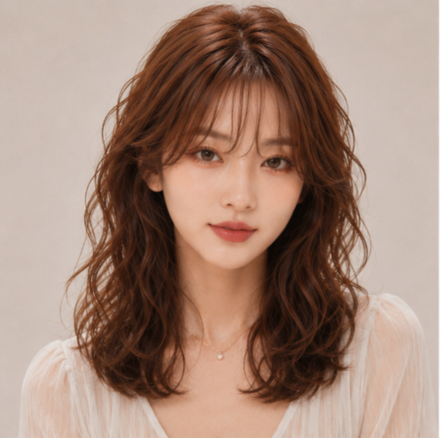 성신여대미용실 추천, 미디움 히피펌 오렌지브라운으로 분위기 변신