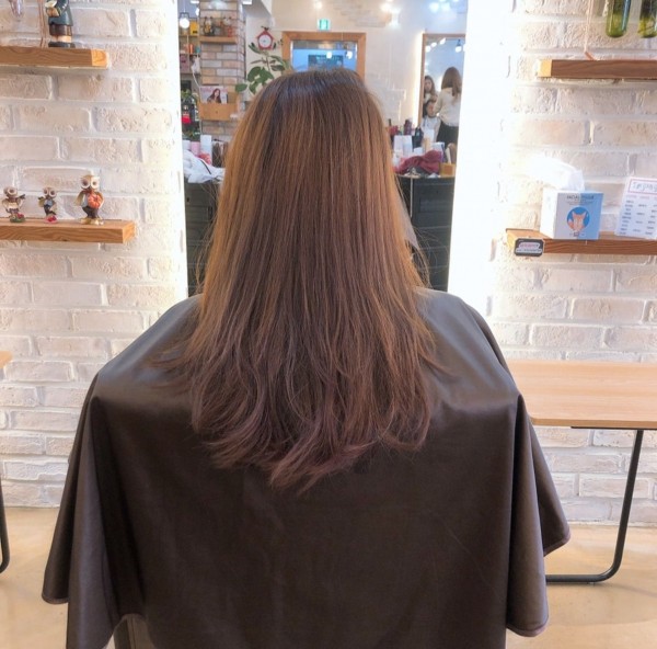 레드브라운 염색  레이어드컷 여신머리 완성5