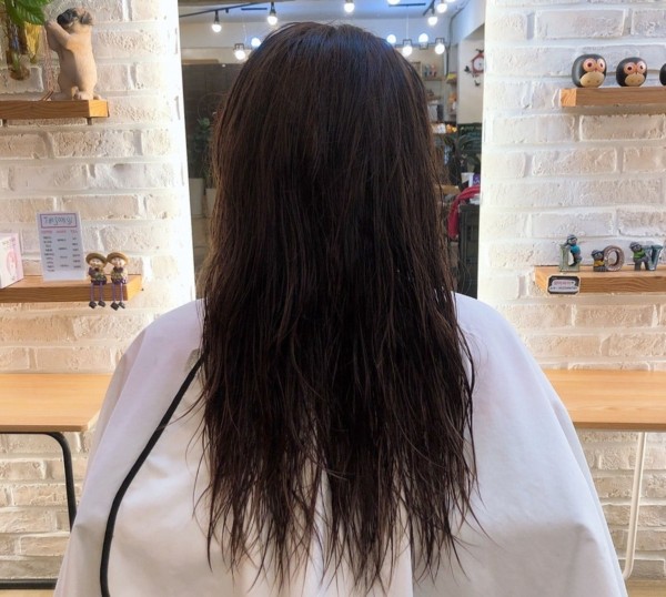 레이어드컷 레드브라운 컬러염색7