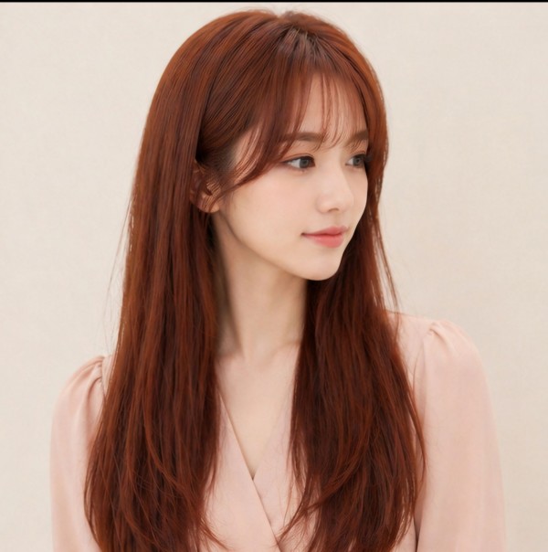 레드브라운 염색  레이어드컷 여신머리 완성2