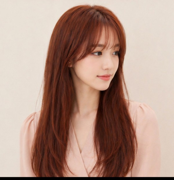 레드브라운 염색  레이어드컷 여신머리 완성3