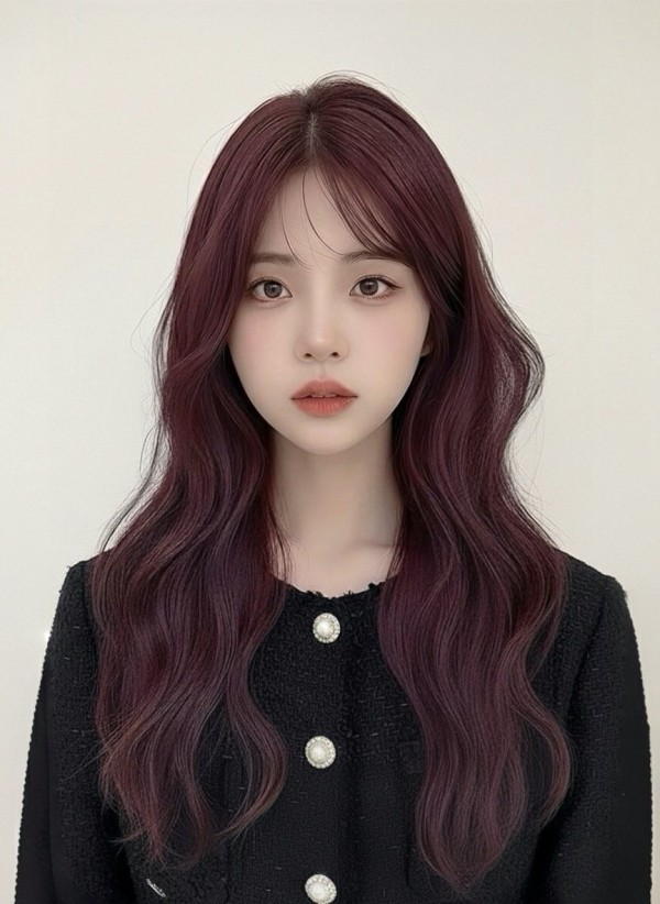 성신여대 미용실 레드브라운  레이어드펌 시술후 앞모습