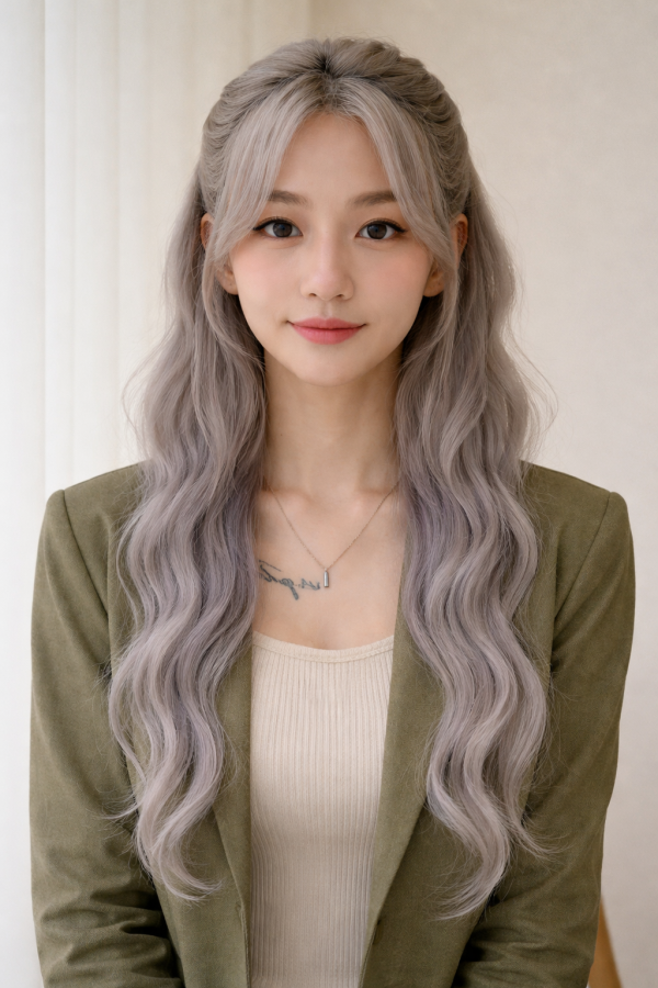 성신여대 미용실 백금발 애쉬블론드 시술후 앞모습